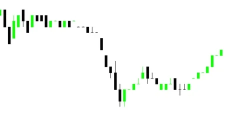 Timelapse business graph. Candlestick chart on color background. Stock Footage 83422459