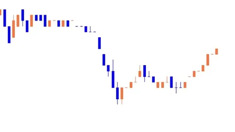 Timelapse business graph. Candlestick chart on color background. Stock Footage 83422476