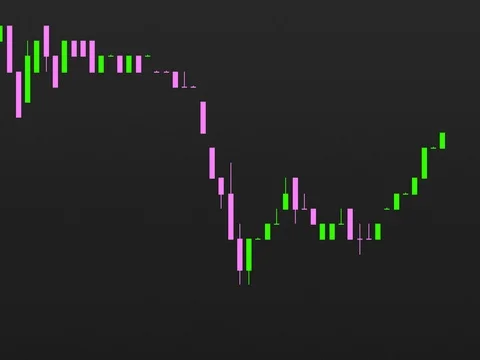 Timelapse business graph. Candlestick chart on color background. Stock Footage 83422877