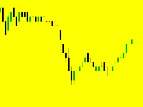 Timelapse business graph. Candlestick chart on color background. Stock Footage 83422949
