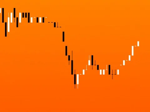 Timelapse business graph. Candlestick chart on color background. Stock Footage 83423265
