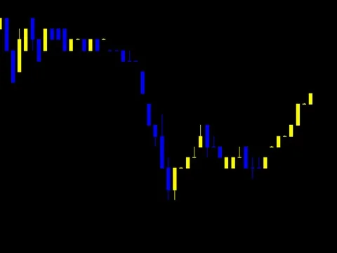 Timelapse business graph. Candlestick chart on color background. Stock Footage 83424113