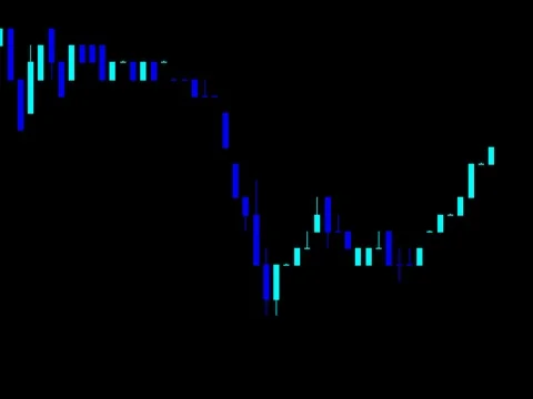 Timelapse business graph. Candlestick chart on color background. Stock Footage 83424118