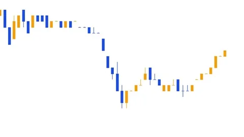 Timelapse business graph. Candlestick chart on color background. Stock Footage 83424788