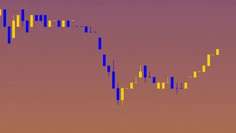 Timelapse business graph. Candlestick chart on color background. Stock Footage 83425090