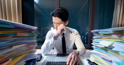 Timelapse businessman overtime work Stock Footage 150623806