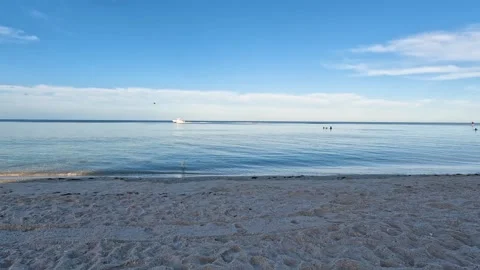 Timelapse of Busy Beach with Clouds Rolling By Stock Footage 310804348