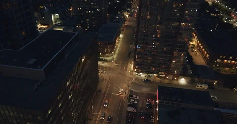 Timelapse of Busy Downtown Street Intersection at Night Ottawa Stock Footage 115540027