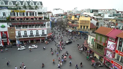 Timelapse of Busy Intersection With Traffic, Hanoi  Vietnam Stock-Footage 92925382