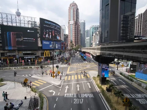 Timelapse of a busy junction in Bukit Bintang, Kuala Lumpur Stock Footage 84746826