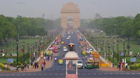 TIMELAPSE Busy Rajpath road towards India Gate,New Delhi,India Vidéo 67482349