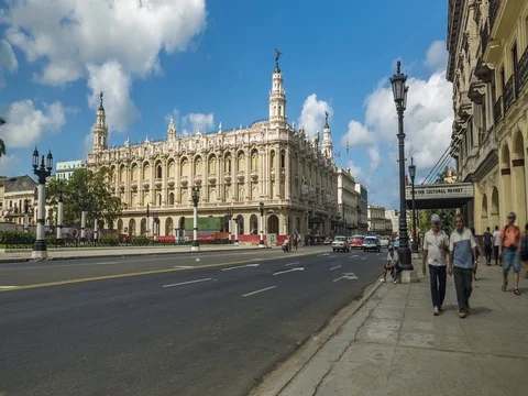 Timelapse of a busy street downtown Havana Cuba Stock Footage