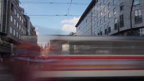 Timelapse of Busy Street Intersection, Prague Stock Footage 93288417