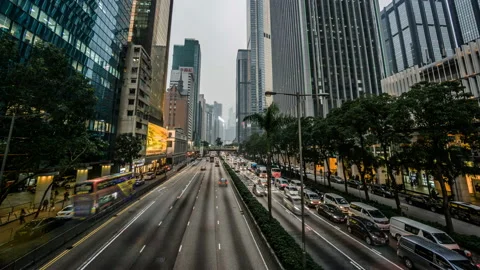 Timelapse of the busy traffic at rush hour, Hong Kong, China Vídeo Stock 86224697