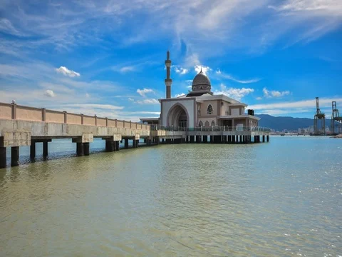 Timelapse of Butterworth Floating Mosque Stock Footage 72453524