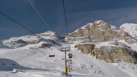 Timelapse cable car in ski centar Cortina D' Ampezzo in Italy Stock Footage 121260984