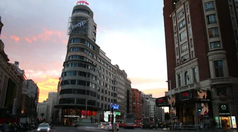 Timelapse of Callao Square and Schweppes building on the Gran Via in Madrid Vidéo 61830208