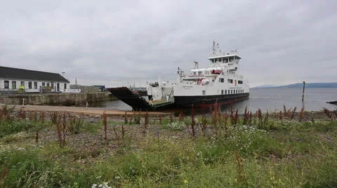 Timelapse of Calmac ferry MV Loch Shira departing Largs, Scotland Stock Footage 65889080