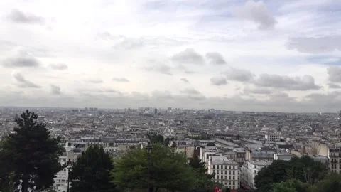 Timelapse with camera movement of a view on Paris from Montmartre Sacre Coeur. Stock Footage 271625523