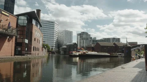 Timelapse of canal  in Birmingham Stock Footage 204845253
