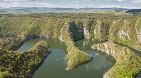 Timelapse of canyon of the river Uvac (30 fps) Scenic nature wonder! Stock Footage 65025277