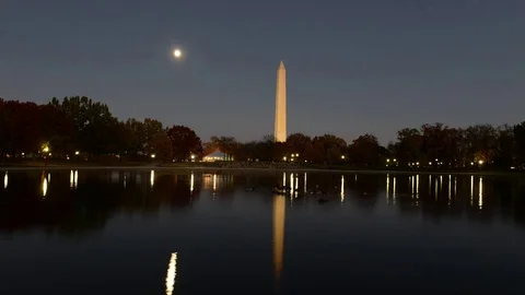 Timelapse of The Capitol Building and mon rising in Washington DC Stock Footage 69757358