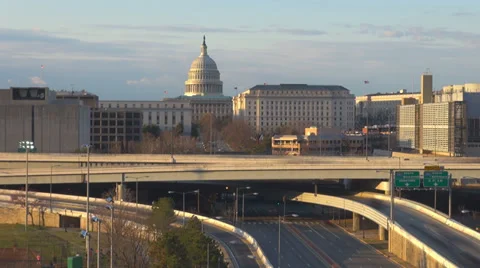Timelapse Capitol dome congress traffic street car freeway highway Washington DC Stock Footage 37585522
