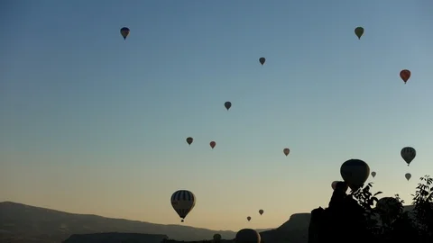 Timelapse Cappadokya Hot Air Balloons Stock Footage