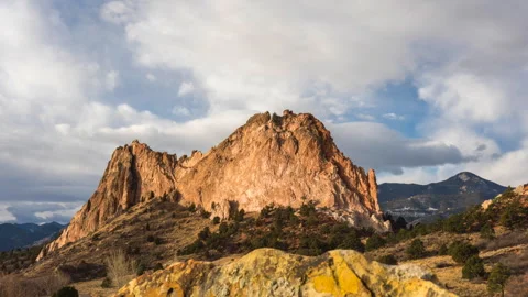 Timelapse capturing the moving clouds over the beautiful Garden of the Gods Stock Footage 258163691