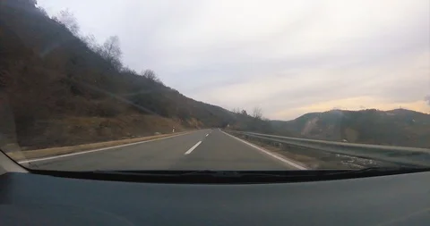 Timelapse Of Car Driving Through Canyon Road And Tunnel Stock Footage 102365239