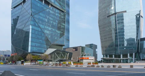 Timelapse, Car Traffic with C&amp;D Building Background at Island Ring Road Stock Footage 88621591
