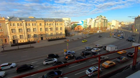 Timelapse car traffic at the intersection of the high-speed highway Stock Footage 129667861