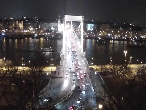 Timelapse: Car traffic on one of the bridges in Budapest Stock Footage 122290225