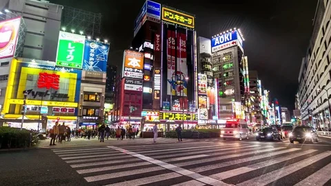 Timelapse car traffic in rush hour ikebukuro station,Tokyo,Japan Stock Footage 82889350