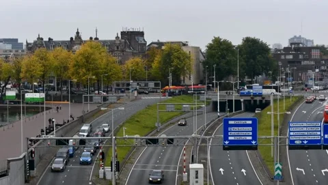 Timelapse of car traffic at rush hour in Amsterdam, Netherlands Stock Footage 135756875