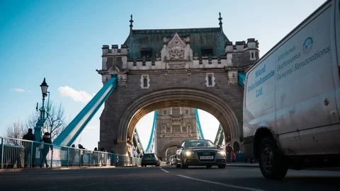 Timelapse Car Traffic Tower Bridge London Stock Footage 104782054