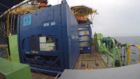 Timelapse of cargo operations offshore Video stock 83763648