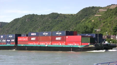 Timelapse of a Cargo ship on the Rhine river Stock Footage 51841096