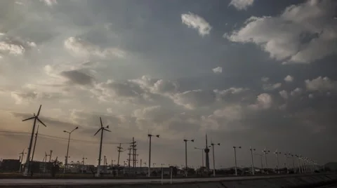 Timelapse Cargo Van Truck Lorry Wind turbine 4K Stock Footage 46526392