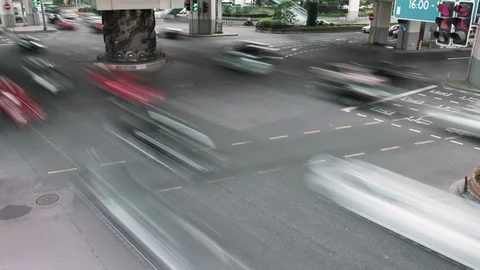 Timelapse cars at busy intersection in Shanghai Stock Footage