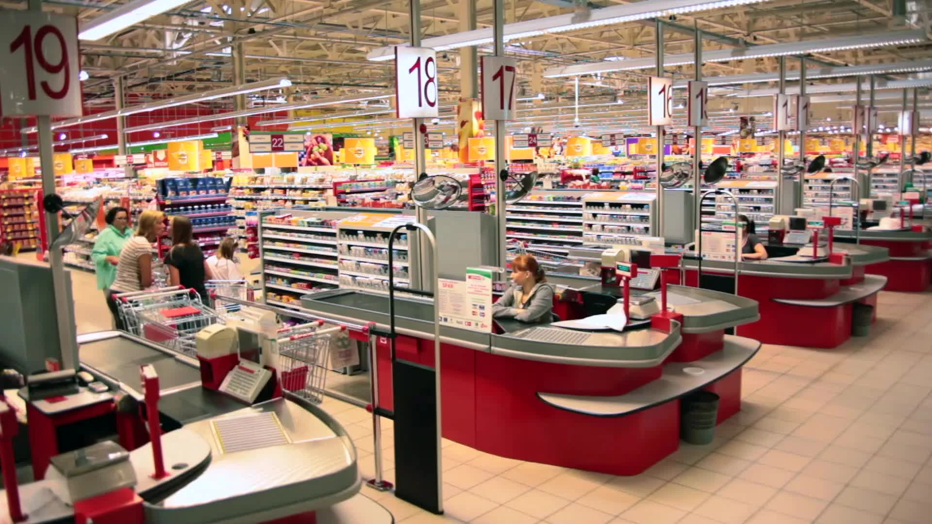 Timelapse Of Cash Desks At A Supermarket Hi Res 12010251