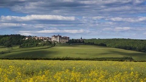 Timelapse of a castle in burgundy with clouds Stock Footage 123536751