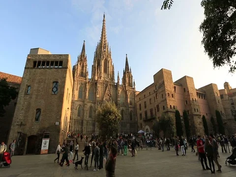 Timelapse Cathedral de Barcelona Video stock 74053070