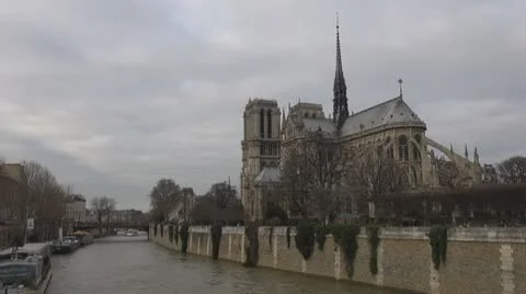 Timelapse of Cathedral Notre Dame de Paris and Île de la Cité Stock Footage 10722899