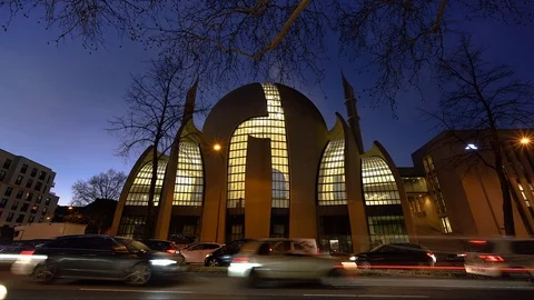 Timelapse of central mosque in Cologne, Germany Stock Footage 102915576
