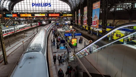 Timelapse from the Central Station in Hamburg Stock Footage 150477933