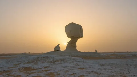 Timelapse of chalk rocks in the White Desert at sunset. Egypt, Baharia Stock Footage 202168677