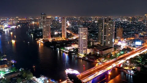 Timelapse Chaopraya river view, Bangkok, Thailand. Video stock 100571869