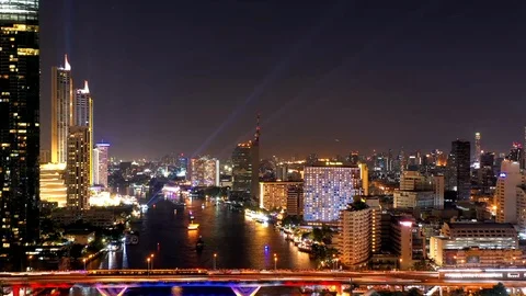 Timelapse Chaopraya river view, Bangkok, Thailand. Stock Footage 100571870