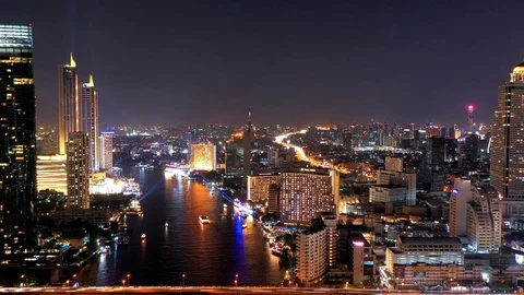 Timelapse Chaopraya river view, Bangkok, Thailand. Video stock 100571908